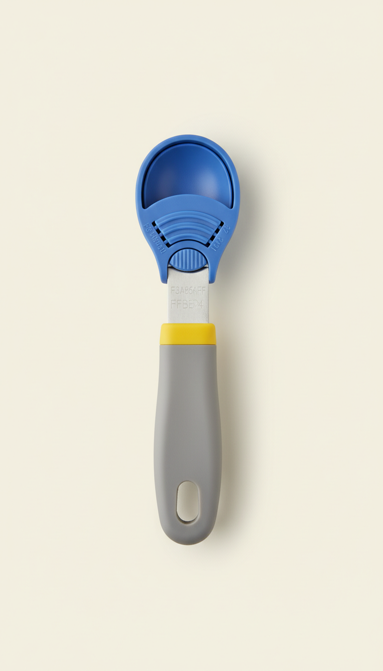 Adjustable measuring spoon with slider