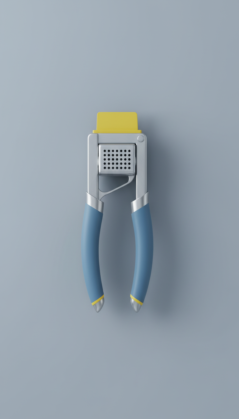 Garlic press with built-in scraper
